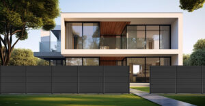 Black Aluminum fence surrounding house