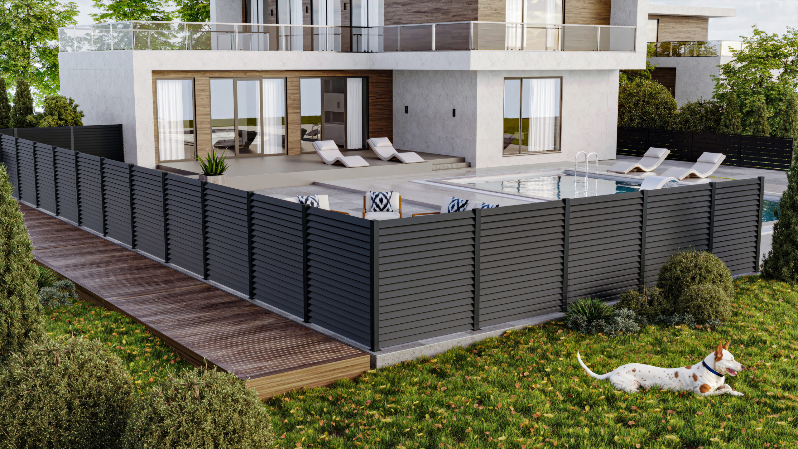 Black aluminum fence