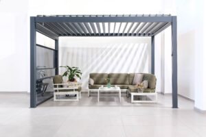 Black Louvered Pergola