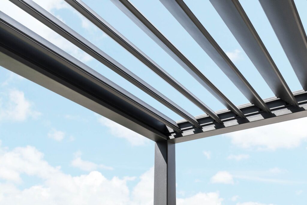 Close up of pergola louvers