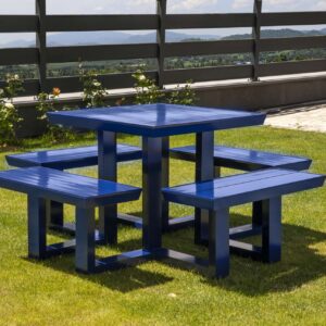 Blue aluminum picnic table