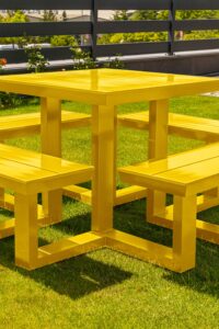 Yellow picnic table
