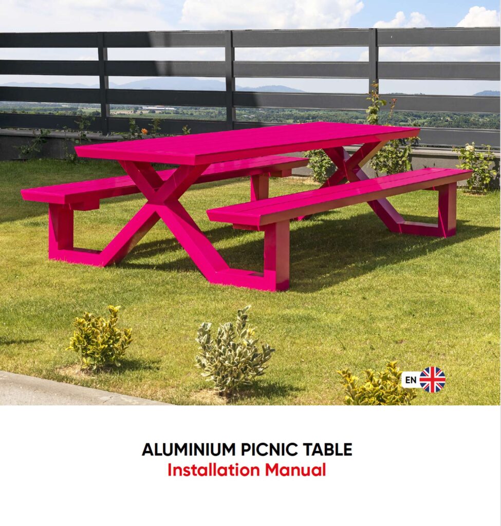 Pink PatioSphere picnic table