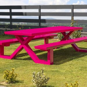 Long Pink Picnic Table by PatioSphere
