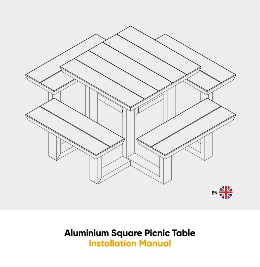 Aluminium square picnic table