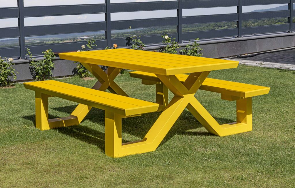 Yellow patiosphere picnic table