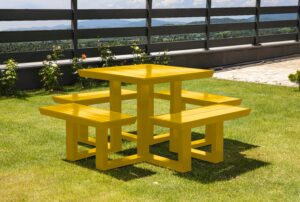 Yellow picnic table